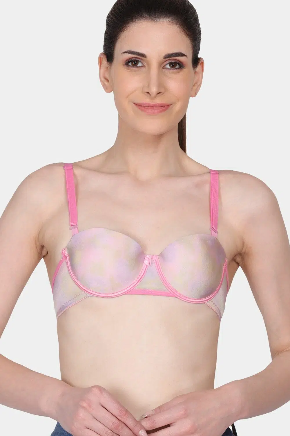 Buy Amour Secret Padded Wired Demi Coverage Push Up Bra - Nude at Rs.660  online