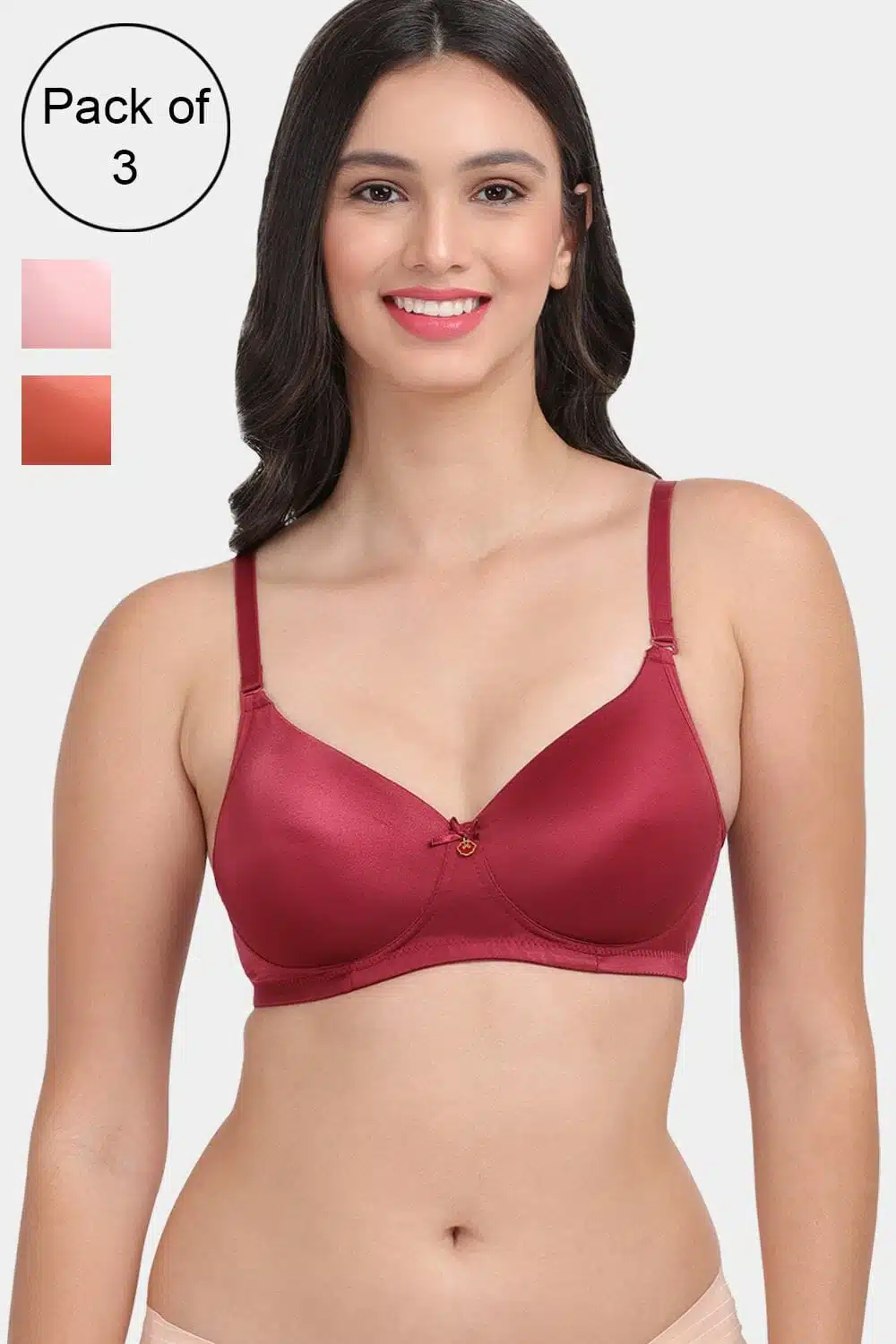 Amour Secret Women's Lightly Padded 3/4th Coverage T-Shirt Bra Pack of 3  PD731 – Amour Trends
