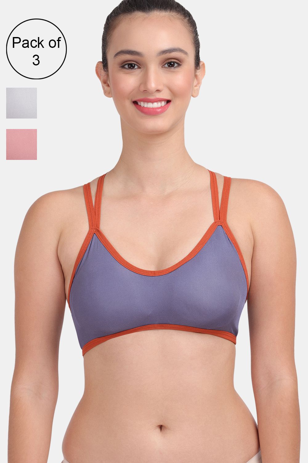 Amour Secret Women's Lightly Padded 3 /4th coverage Sports Bra Pack of 3  S3004 – Amour Trends